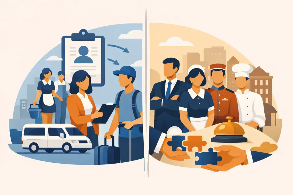 Uitzendkrachten of vaste hotelteams: de keuze